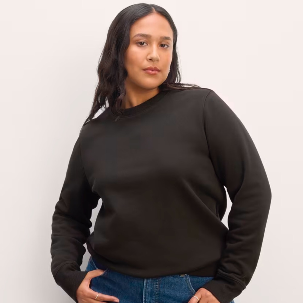 Everlane Off Duty Terry Crew Sweatshirt Black Small